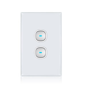 Transco Glass two gang switch with built-in LED push button S2G