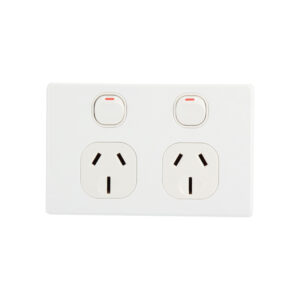 AVOL AVOL Power Point 2 Gang Double Pole | Left 10A, Right 15A | 250VAC | White | Horizontal ESW165
