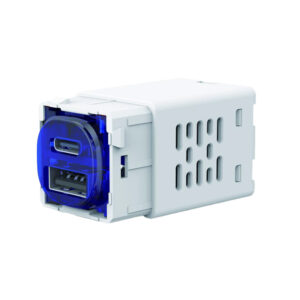 AVOL Mini Type A+C USB charger Mechanism | 2.4A | White ELM162
