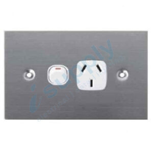 DEXTON FLAT STAINLESS STEEL SINGLE POWER POINT GPO SLIM SOCKET DXSGPO1