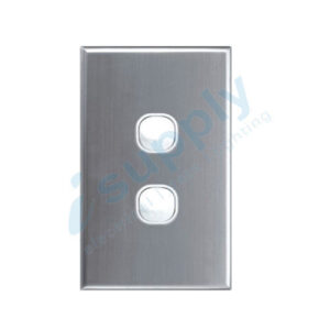 DEXTON 2 gang Light wall Switch stainless steel silver cover DXWS2/ASC